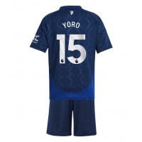 Echipament fotbal Manchester United Leny Yoro #15 Tricou Deplasare 2024-25 pentru copii maneca scurta (+ Pantaloni scurti)